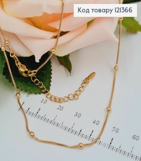 Цепочка квадратная снейк с шариками, 1,5мм, дл. 45+5см, Xuping 18K 121366 фото