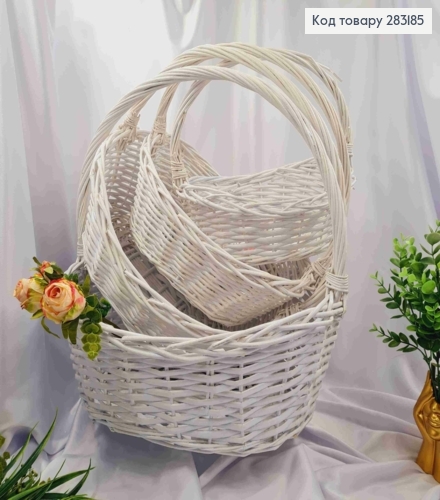 Набір кошиків плетених (4шт) ВИБІЛЕНІ ОВАЛЬНІ (Верх: 30;26;22;16см) (Глибина:17;16;13;10см) 283185 фото 1