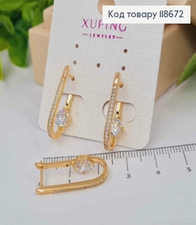 Серьги стрелы "Овальные" украшены Блестящими камнями, 2,5см, английская застежка, Xuping 18К 118672 фото