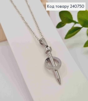 Цепочка сееребряного цвета, с подвеской КАРТЬЕ (2,5см), 40+5см, сталь Stainless Steel 240750 фото