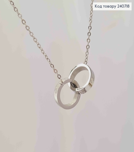 Цепочка серебряного цвета, с подвеской Cartier, 43+5см, сталь Stainless Steel 240718 фото 2