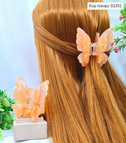 Краб пластик (акрил) "МЕТЕЛИК" з подвійними крилами, 7*6,5см, Персиково-Перламутрового кольору 212292 фото 1