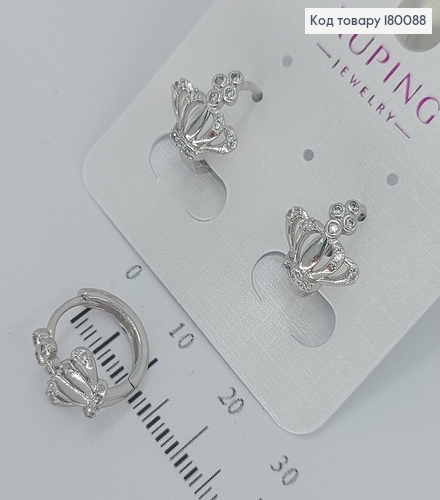 Серьги  кольца Корона  с камнями медицинское золото Xuping 180088 фото 1