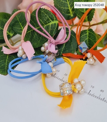 Резинка шнурок подвійна Бантик с бусинками та камушками в асор. 252048 фото 1