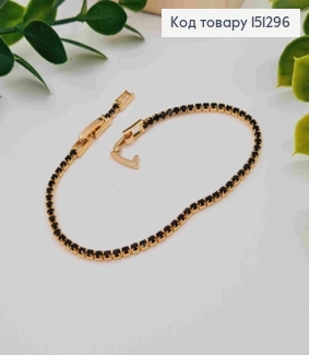 Браслет з Чорних камінців в один ряд, довжина 17+2см, Xuping 18K 151296 фото