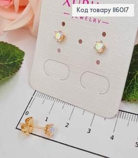 Серьги гвоздики, с перламутровым камешком, 4мм, Xuping 18K 116017 фото