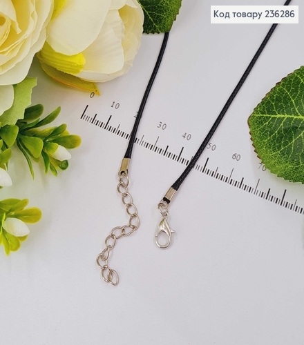 Шнурок на шию ЧОРНИЙ  з екошкіри 1,5мм, довжина 60+5см 236286 фото 1