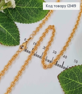 Цепочка, плетение якорное круглое с резьбой, ширина 3,5мм, длина 50см, Xuping 18К. 121419 фото