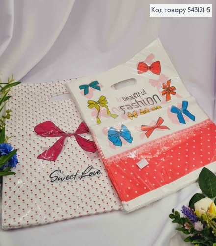 Пакет поліетиленовий "БАНТИКИ", в асорт, 39х30 см, 100 шт/уп 543121-5 фото 1