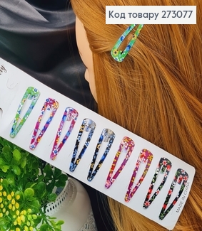 Заколка Тік -так 5,5см кольорова з Квіточками 10шт 273077 фото