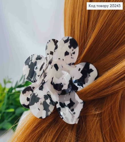 Краб пластик (акрил), КВІТКА, 7см, Біла з Чорно-Сірими плямками 213243 фото 2