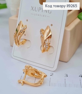 Серьги "Подснежник" с Блестящими камешками, 1,7см, английская застежка, Xuping 18K 119265 фото