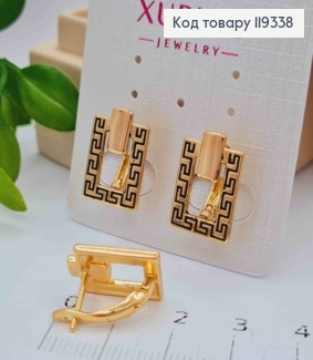 Серьги ВЕРСАЧЕ с Черной эмалью, длина 1,6см, английская застежка, XUPING 18K 119338 фото
