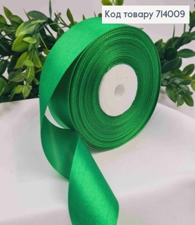 Лента атласная ЗЕЛЕНАЯ (цвет 019), ширина 4см, длина 36 ярдов (33м) 714009 фото