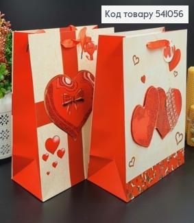 Пакет бумажный средний Два сердца блеск 31,5х26см в асс. 541056 фото
