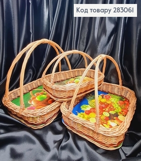 Набір кошиків  плетених 3шт РОЗНОС (47*35*7см, 42*31*6см, 38*28**6см), ПОЛЬЩА 283061 фото