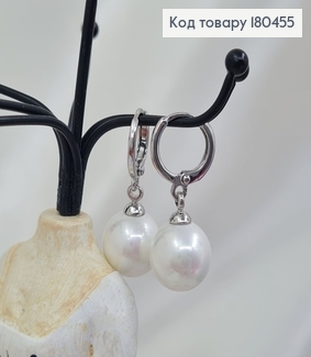 Серьги кольца подвески с жемчужиной 1,3 см  родованное Xuping 180455 фото