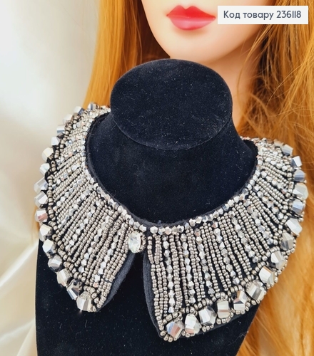 Воротник черный с  камнями хамелеон 236118 фото 2