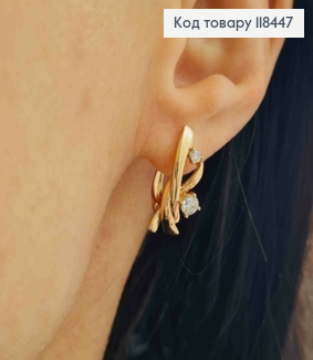 Серьги "Грация" с яркими камешками, длина 1,9см, английская застежка, XUPING 18K 118447 фото