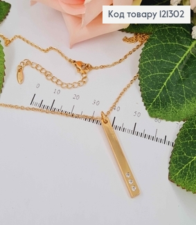 Цепочка якорное плетение, с прямоугольной подвеской с тремя камешками, дл. 46+5см. Xuping 18К 121302 фото