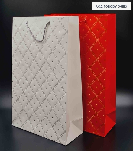 Пакет паперовий, "Імітація прошитої тканини" в асорт. 31*42*12см 541113 фото 3