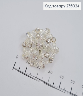 Брошь металл Цветок серебряный 235024 фото