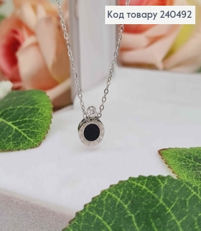 Цепочка, серебряного цвета, с подвеской Римские часы с камнем, 40+5см, сталь Stainless Steel 240492 фото