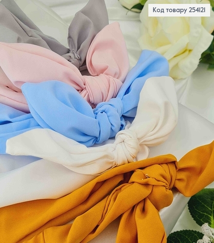 Повязка на резинке, с бантиком, цвета в ассорт. 2,5*25см 254121 фото 1