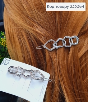 Заколка на чуб Плетение , серебряного цвета, 6см 233064 фото