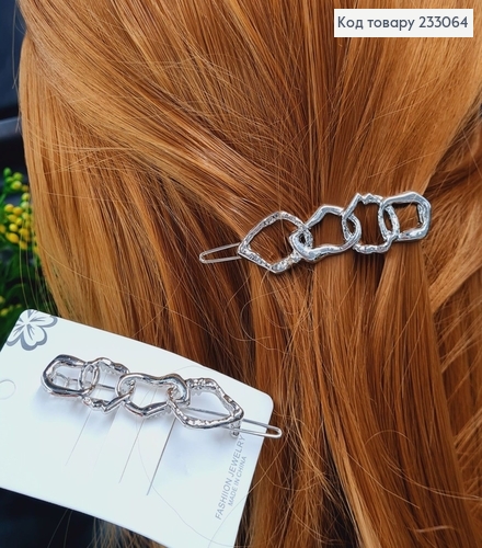 Заколка на чуб Плетение , серебряного цвета, 6см 233064 фото 1