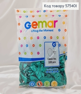 Воздушные шары латексные 12'' Gemar Зеленые Перламутровые (30см), 100шт/уп 575401 фото