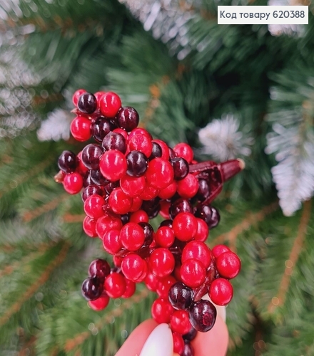 Веточка клюквы КРАСНАЯ с ЧОРНЫМ пластик, 5см 620388 фото 1