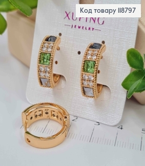Сережки кільця прикрашені Блискучими камінцями Сваровскі, ширина 7мм, діаметр 2см, Xuping 18К 118797 фото