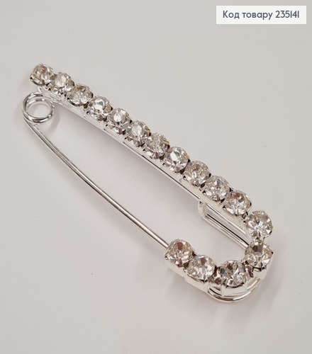 Брошка Шпилька с большими камнями "J" 6.5*2.5, серебряный цвет. 235141 фото 3