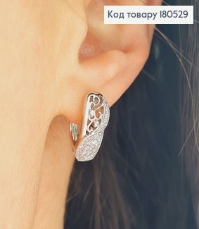 Серьги родированые Изисканные с камнями английская застежка  2*0,6см Xuping 180529 фото