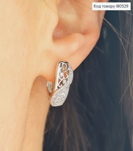 Серьги родированые Изисканные с камнями английская застежка  2*0,6см Xuping 180529 фото 1