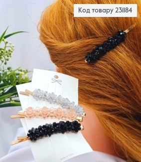 Заколка невидимка в Золотому кольорі прикрашена Стеклярусом, Кольори в асортименті, 8,5см 231184 фото