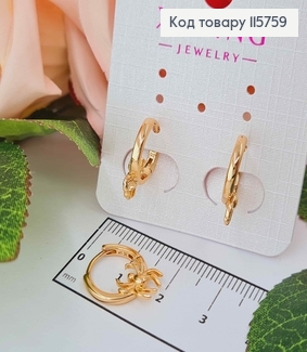 Серьги кольца 1,3см, С паучками на грани,1,2см Xuping 18K 115759 фото