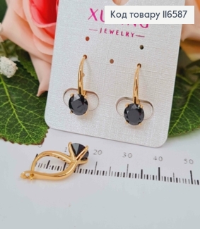 Серьги "Виолетт", с черным камешком, 2см, англ. зам. Xuping 18К 116587 фото