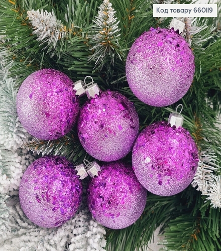 Набор шаров 60мм Луска Омбре ФИОЛЕТ+ЛАВАНДА 6 шт/уп, Украина 660119 фото 1