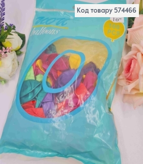 Воздушные шары латексные, 10'' UOU, разноцветные, 100шт/уп 574466 фото