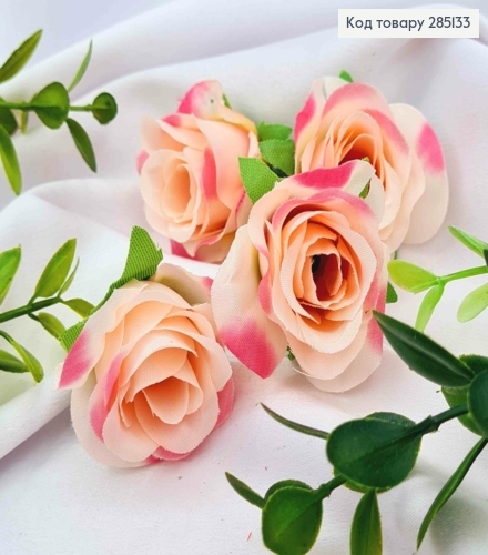 Штучний додаток квітка Троянда, ПЕРСИКОВОГО кольору, 4,5*4см 285133 фото 1