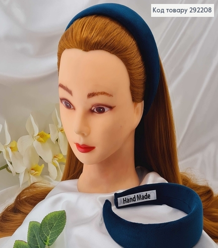 Обруч пластик, мягкий велюр, ТЕМНО-ЗЕЛЕНЫЙ, шир.4см. 292208 фото 1