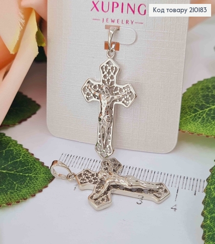 Крестик родованный, с распятием, ажурный, 3*2см, Xuping 210183 фото 1