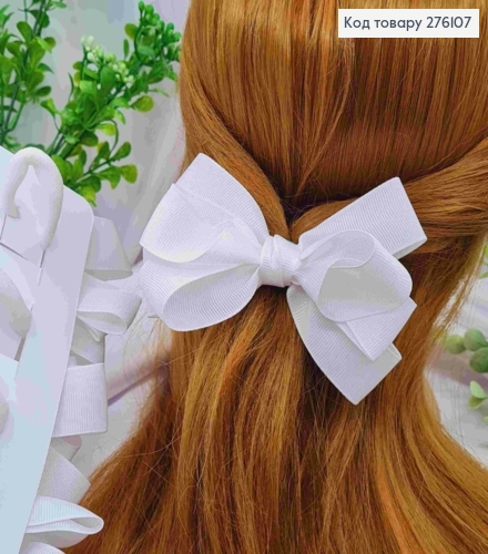 Бант БЕЛОГО цвета, на резинке, ткань репс, размер 10*6см, ручная работа 276107 фото 1