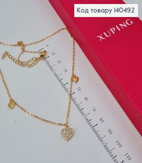 Підвіска кулоном сердечко в камінцях 40 +5 см з камінцями  Xuping 140492 фото