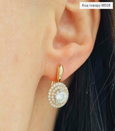 Серьги "Сияние Ночи", с Блестящим камнем в оправе из камней,1,9см, англ. зам., XUPING 18K 118528 фото 2