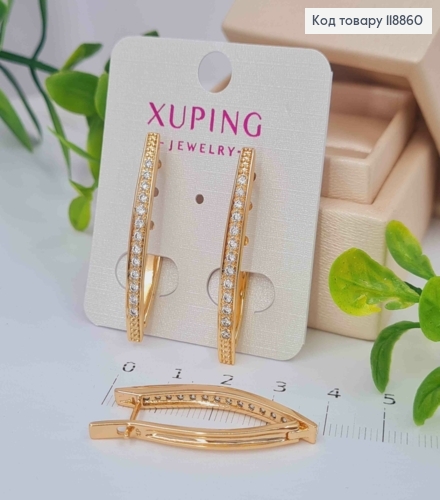 Серьги Стрелы с Блестящими камешками, 3,6см, английская застежка, Xuping 18К 118860 фото 1