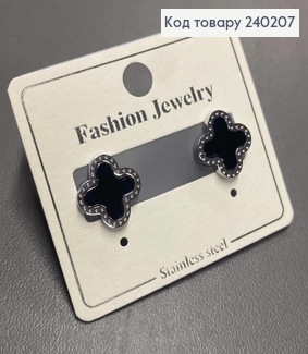 Сережки родированые гвоздики Van Cleef, 1,1см, Stainless Stee 240207 фото