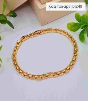 Браслет плетения прямоугольными звеньями, длиной 17+2см, Xuping 18К. 151249 фото